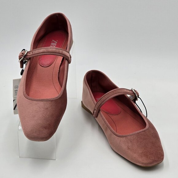 Zara Velvet Mary Jane Ballet Flats - NWT - Picture 7 of 15